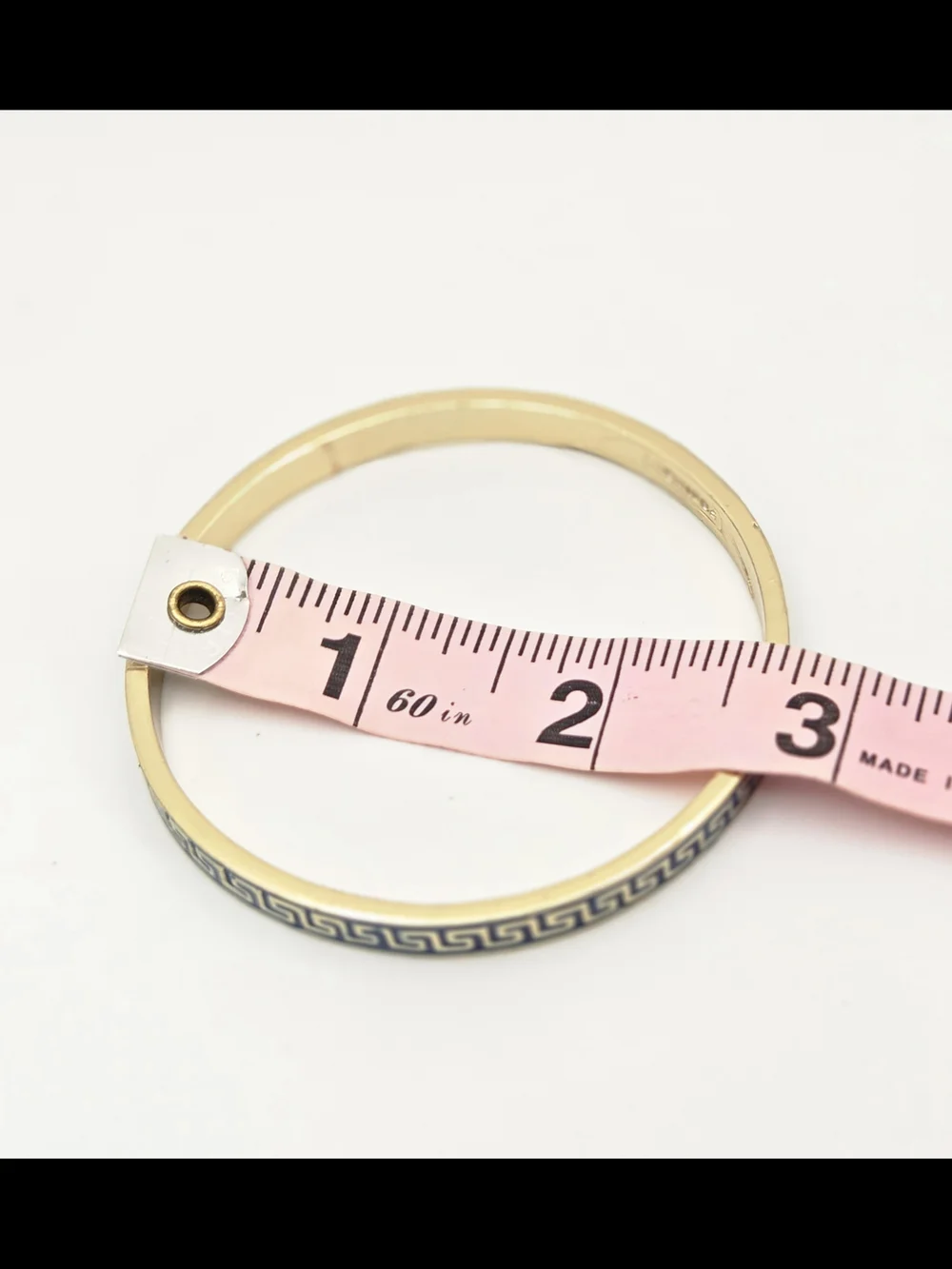 Fornash Enamel Greek Key Bangle - Navy Blue & Gold Tone